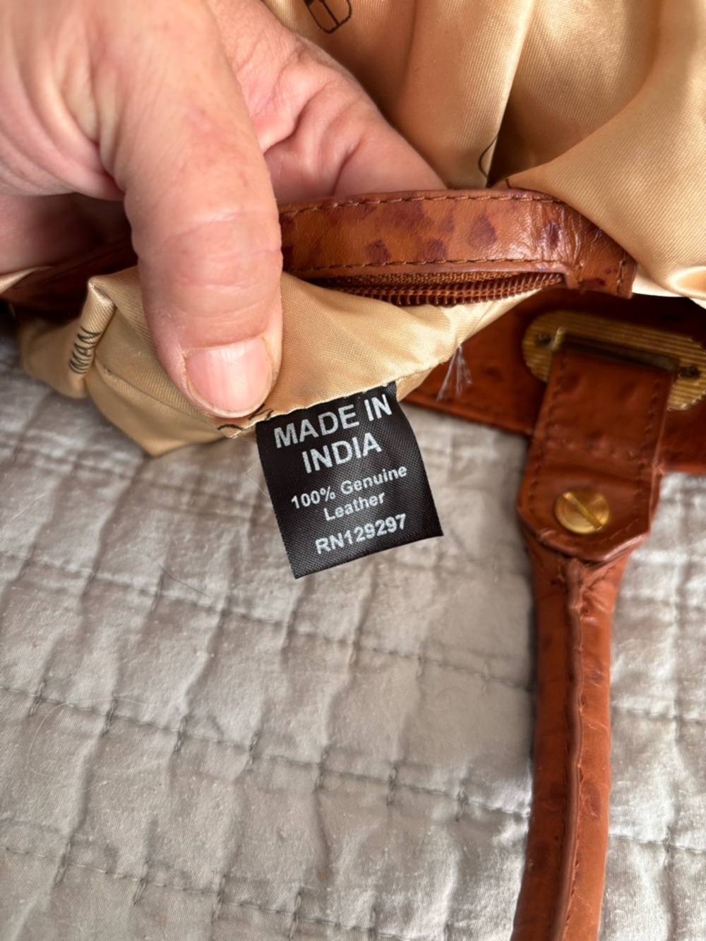 IMAN 100% Ostrich leather tote bag EUC - Picture 7 of 9